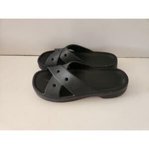 Women's Cross Strap Black Mules Crocs Sz 9 EUC